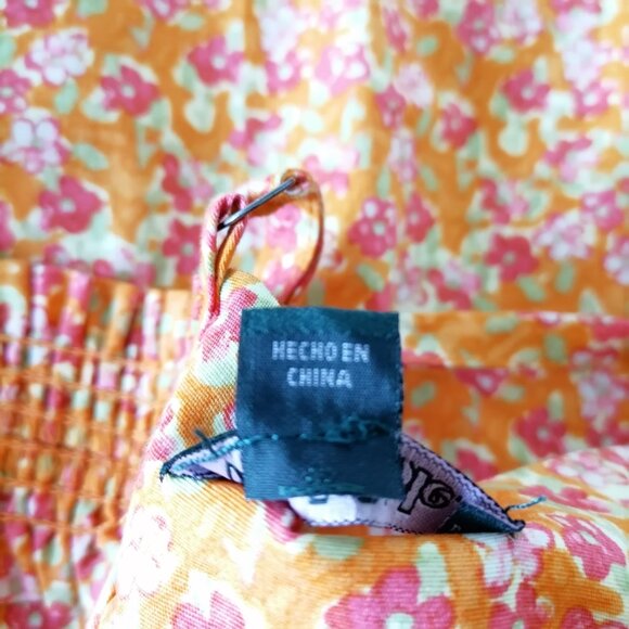 Wild Fable Womens Orange Floral Print Romantic Peasant Mini Dress Plus Size XXL - Picture 6 of 8